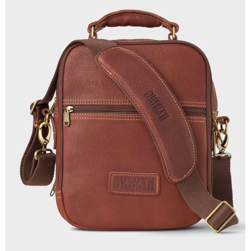 Duluth Trading Co Lifetime Leather‎ Travel Bag Brown Crossbody Messenger 97310